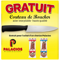 Un couteau à steak gratuit par l'achat d'une pièce de Chorizo